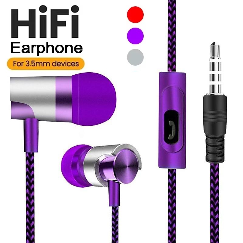 Running Gear Headphones - Przewodowe słuchawki douszne, metalowe słuchawki z
